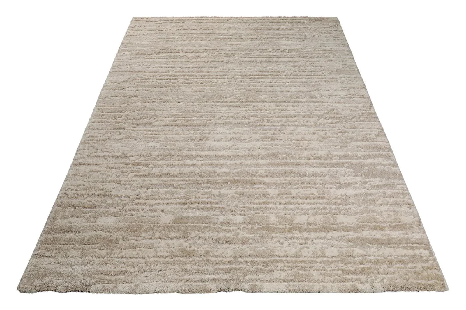 WECON HOME Teppich Peer Beige Creme Hoch-Tief Effekt Polypropylen