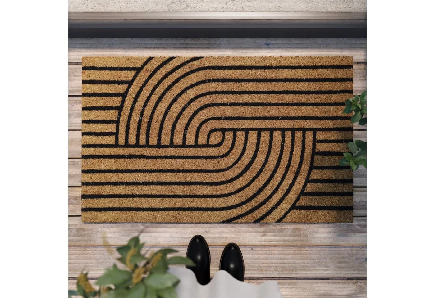 WECON HOME Fußmatte Modern Mania Beige Schwarz Kokos