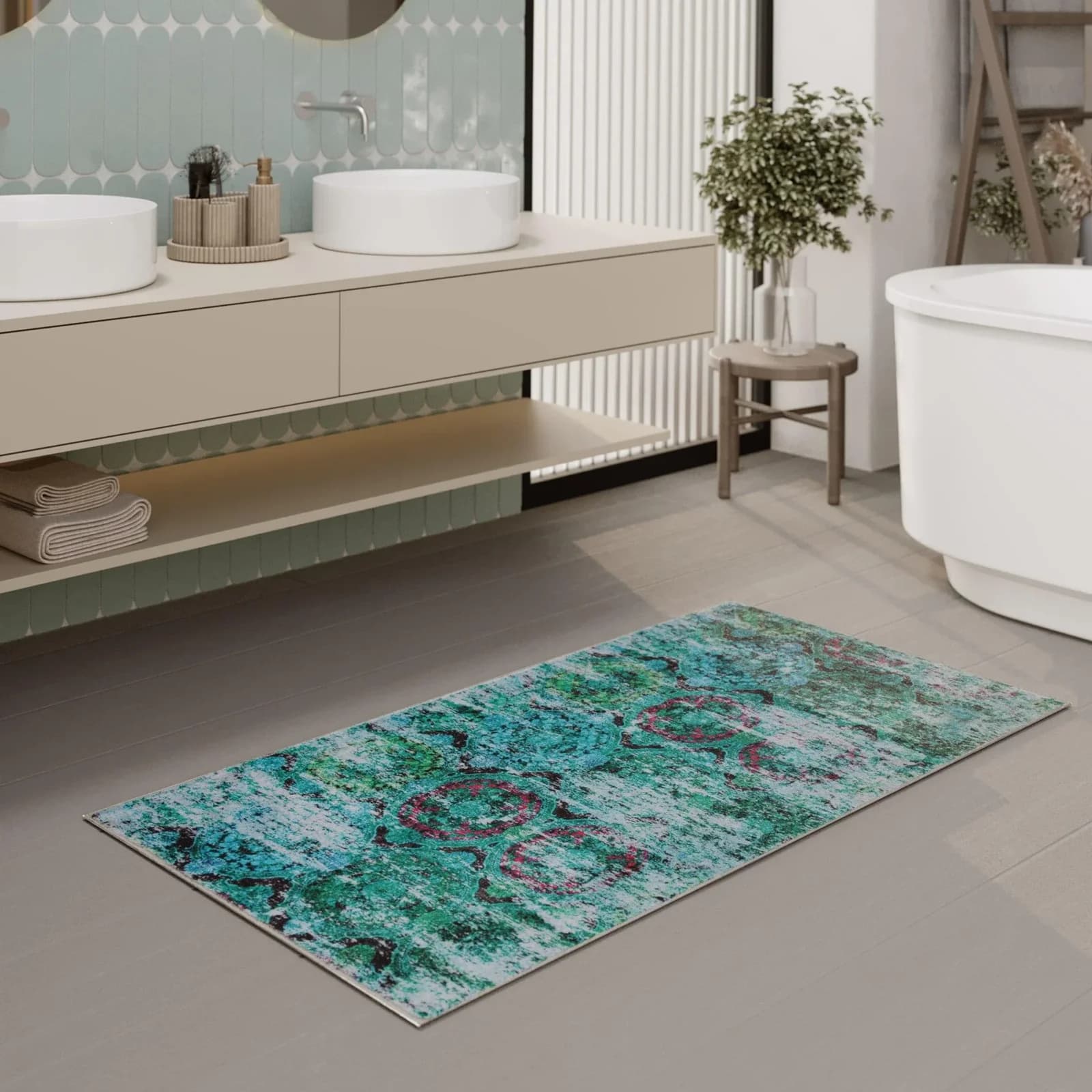 WECON HOME Badematte Beach Front Grün Vintage Polyester