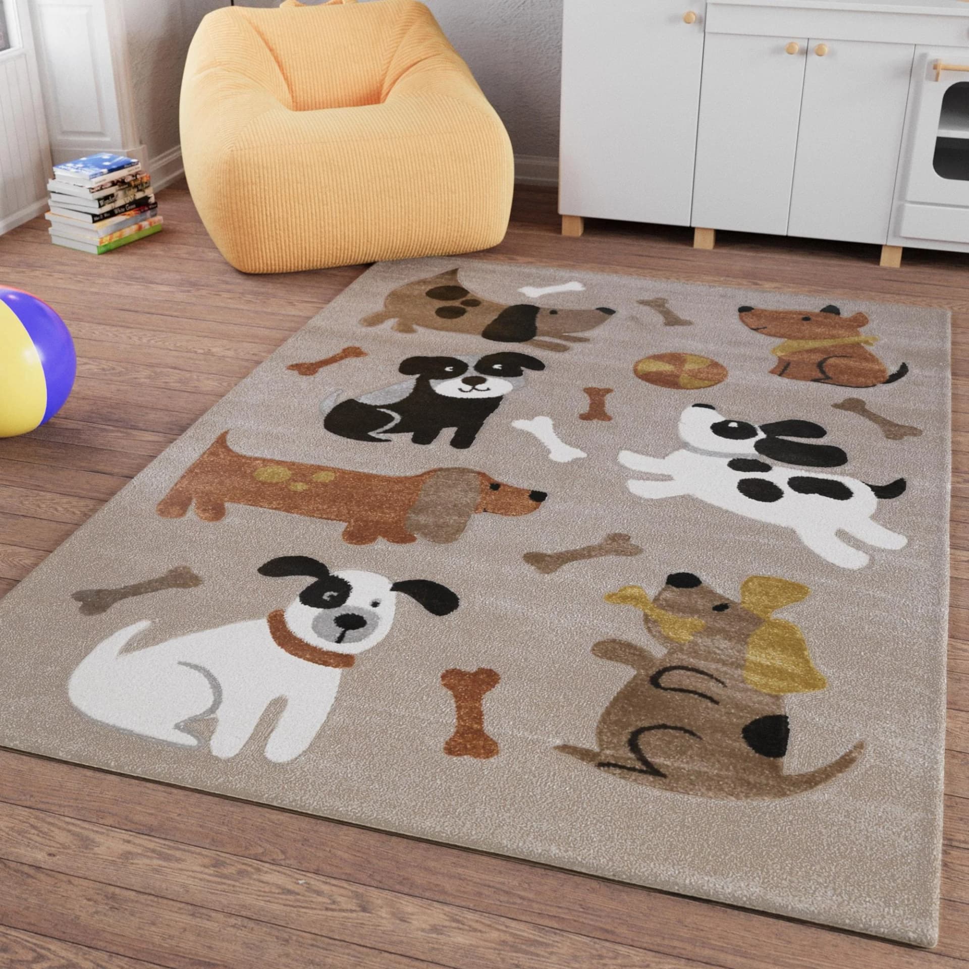 Smart Kids Kinderteppich Rocky & Friends Beige Braun Polypropylen