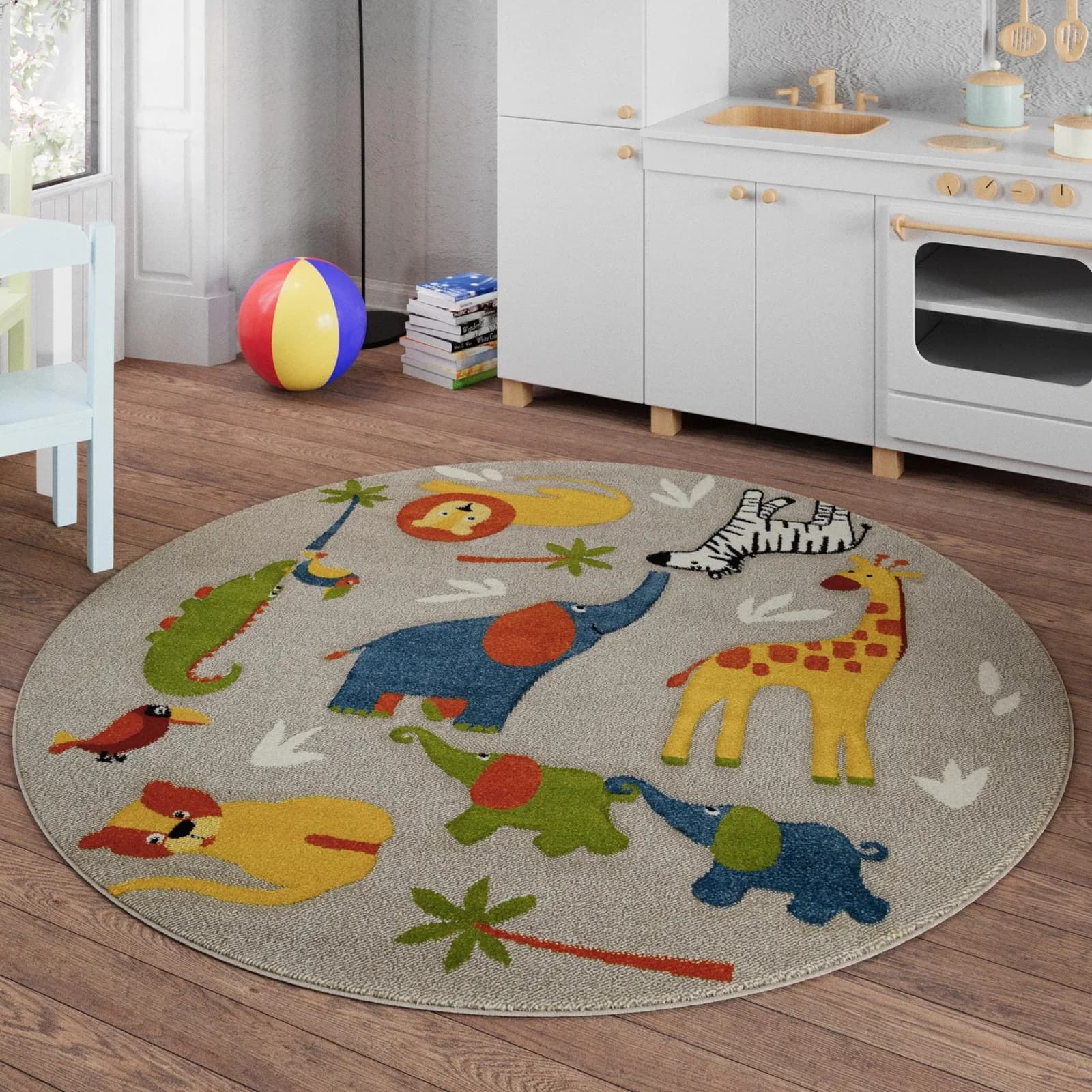 Smart Kids Kinderteppich Benny & Friends Beige Bunt Safari