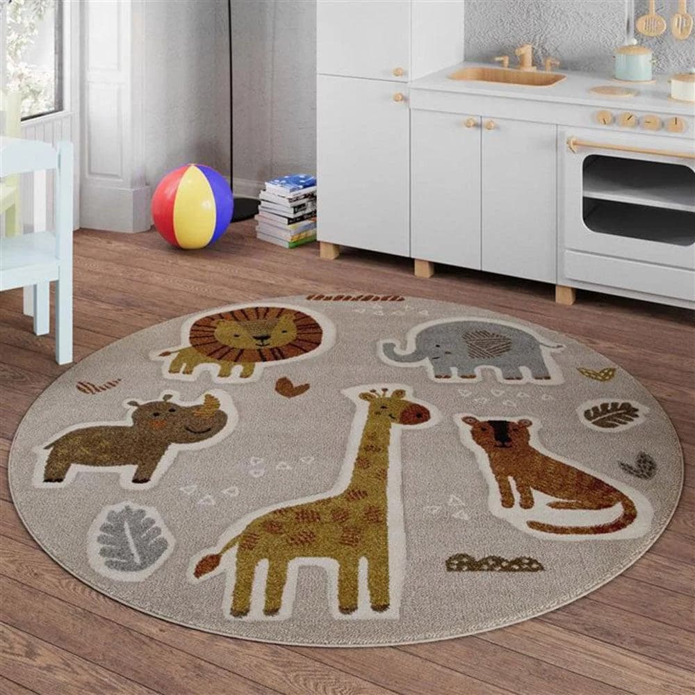 Smart Kids Kinderteppich Nala & Friends Beige/Braun Rund