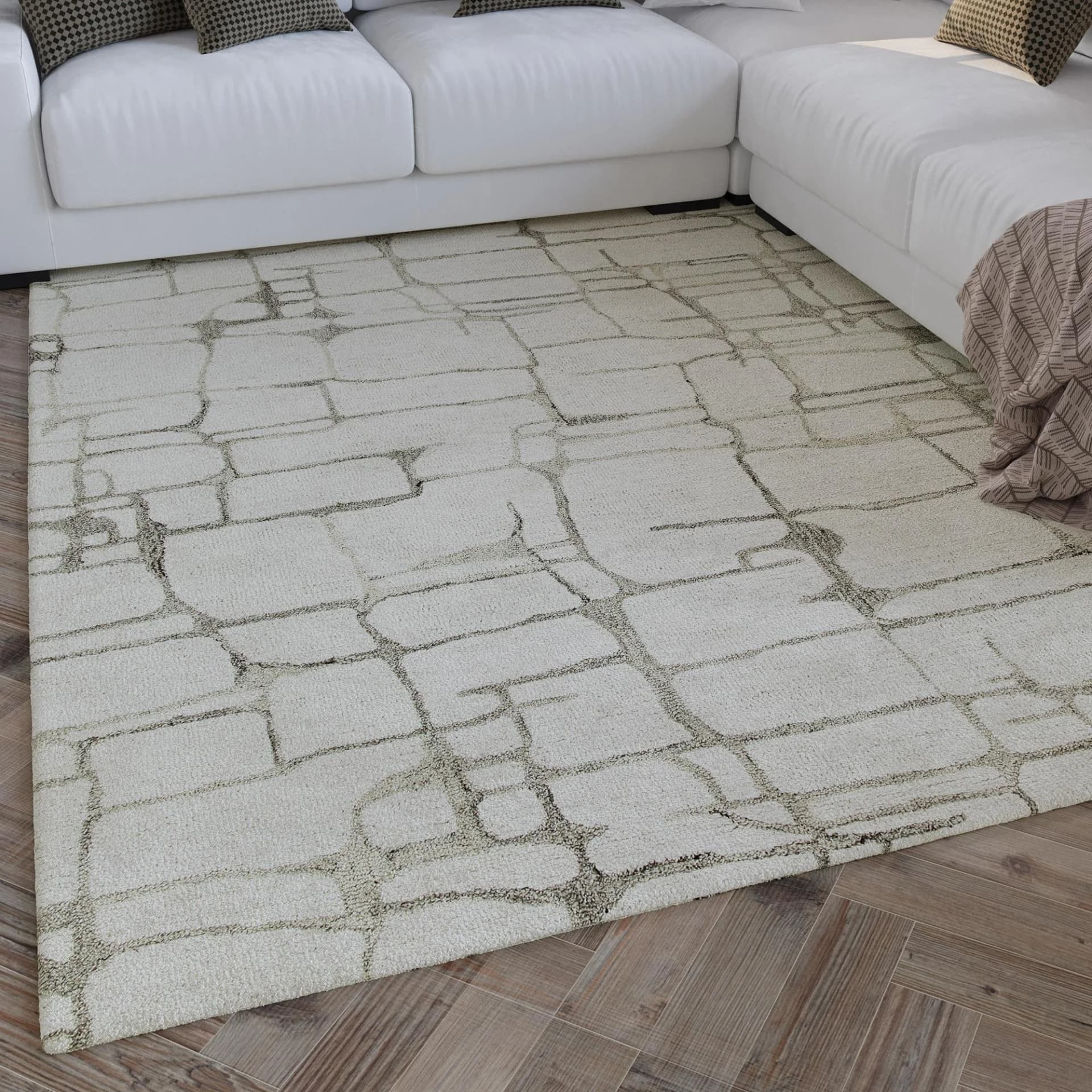 WECON HOME Wollteppich Hamptons TWELVE cremeweiß Geometrisch