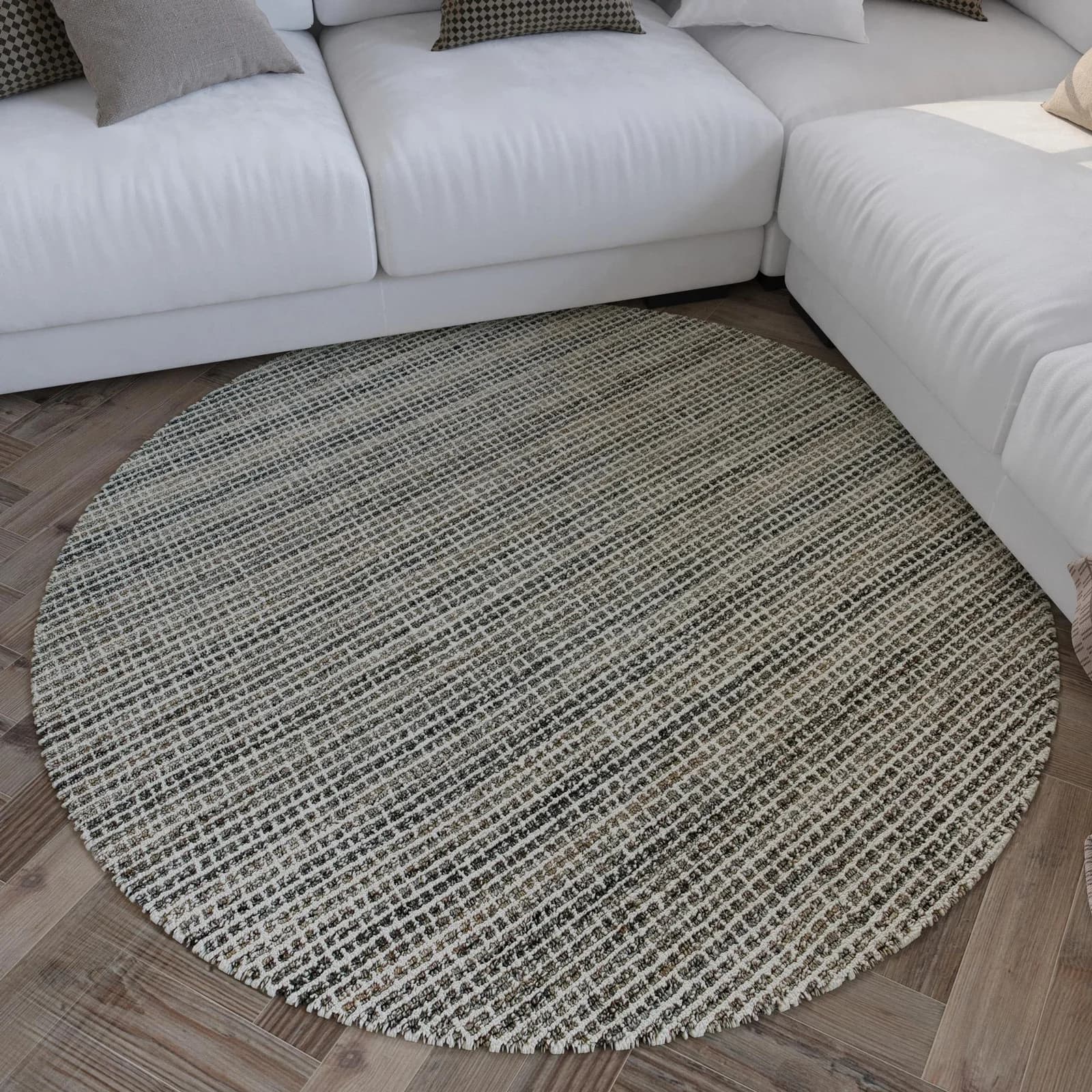 WECON HOME Teppich Hamptons FOURTEEN Grau-Braun Rund 200cm