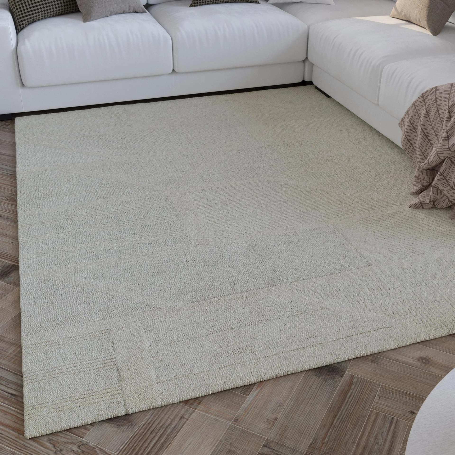 WECON HOME Wollteppich Hamptons FIVETEEN Beige Kurzflor
