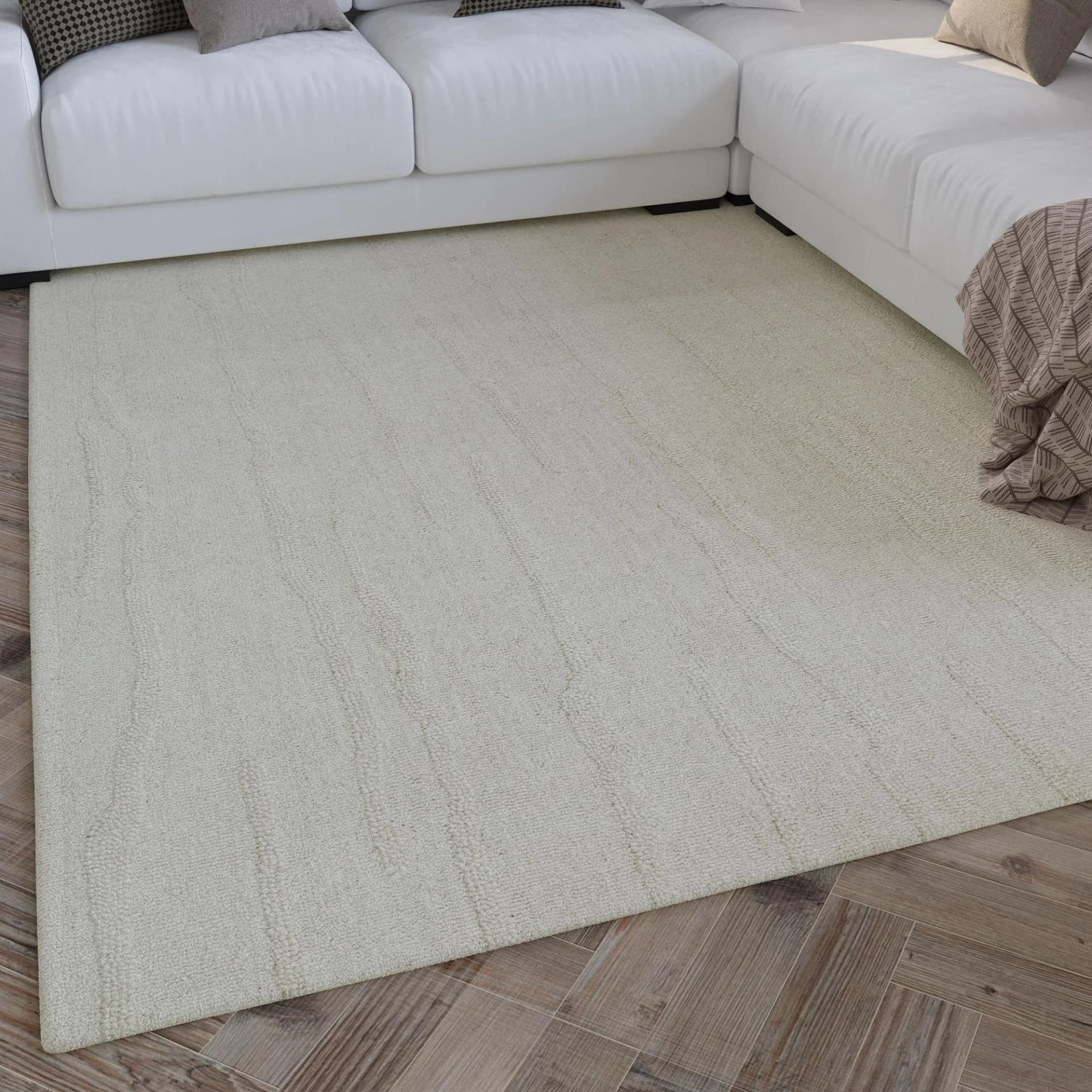 Wollteppich WECON HOME Hamptons beige Streifen 240x340 cm