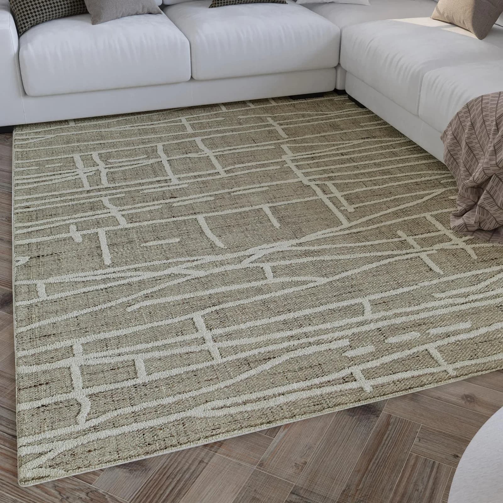 WECON HOME Teppich Hamptons TWENTYFIVE Grau Taupe Kurzflor Geometrisch