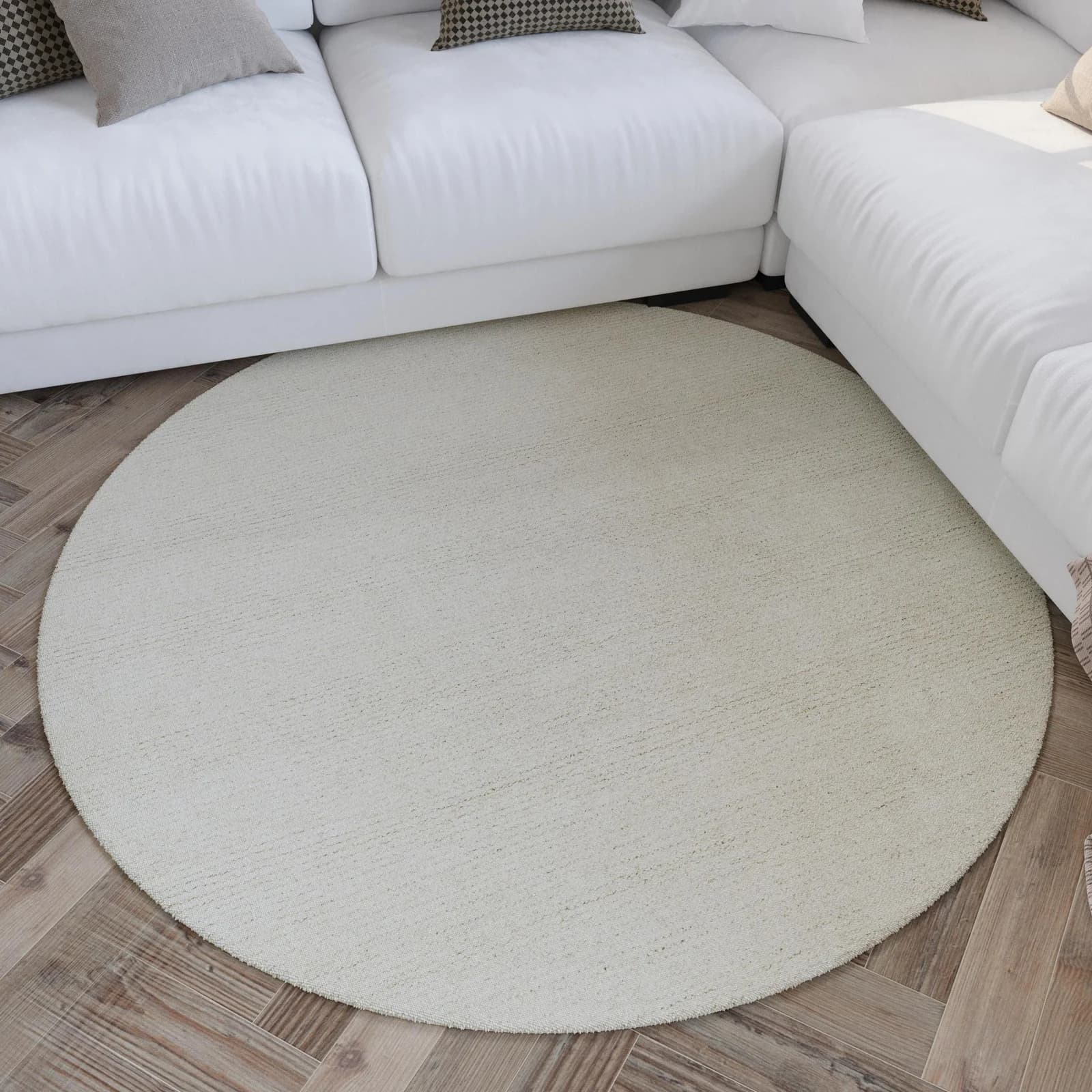 WECON HOME Teppich Hamptons THIRTYTWO Rund Creme-Weiß Kurzflor