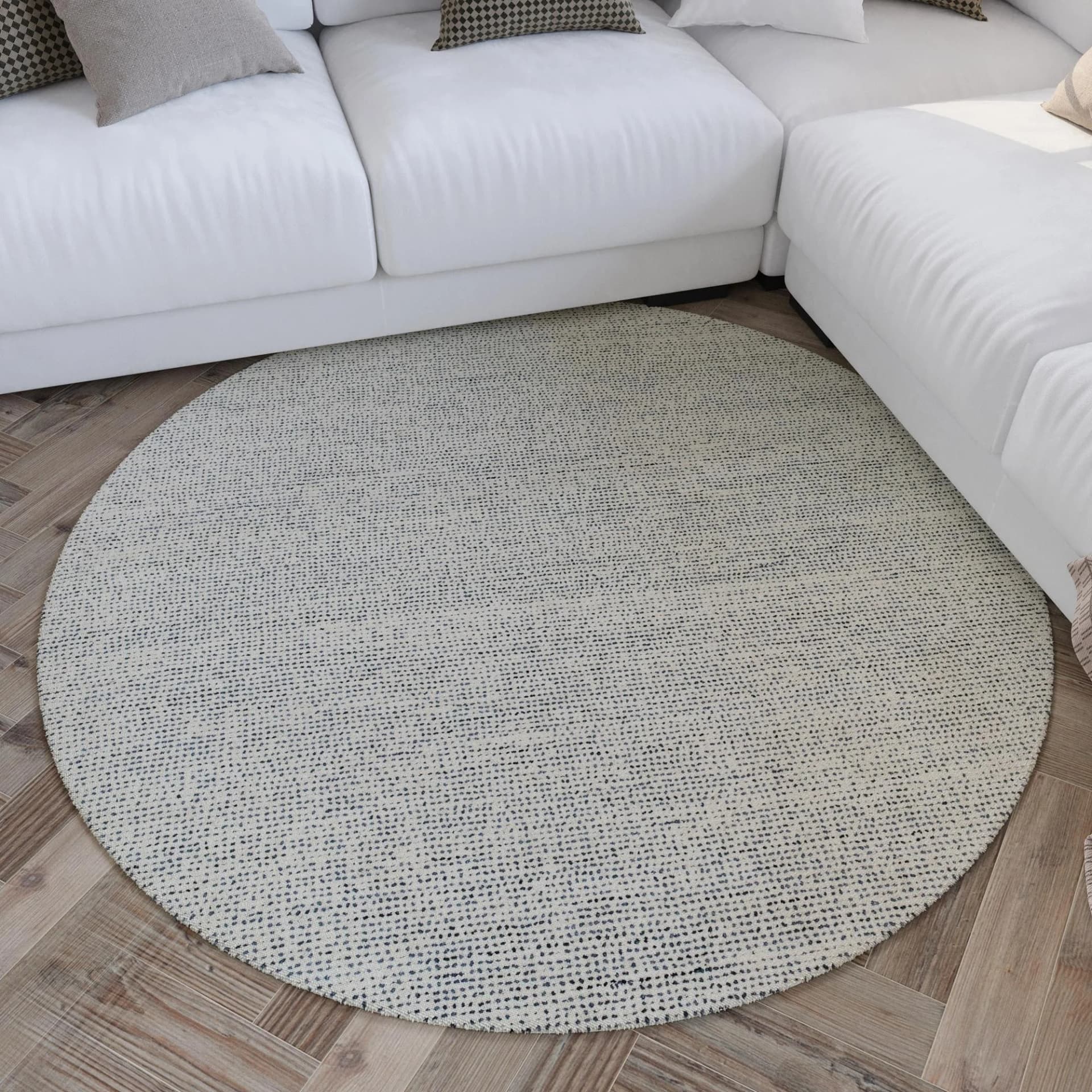 WECON HOME Teppich Hamptons THIRTYTWO Blau Rund Kurzflor