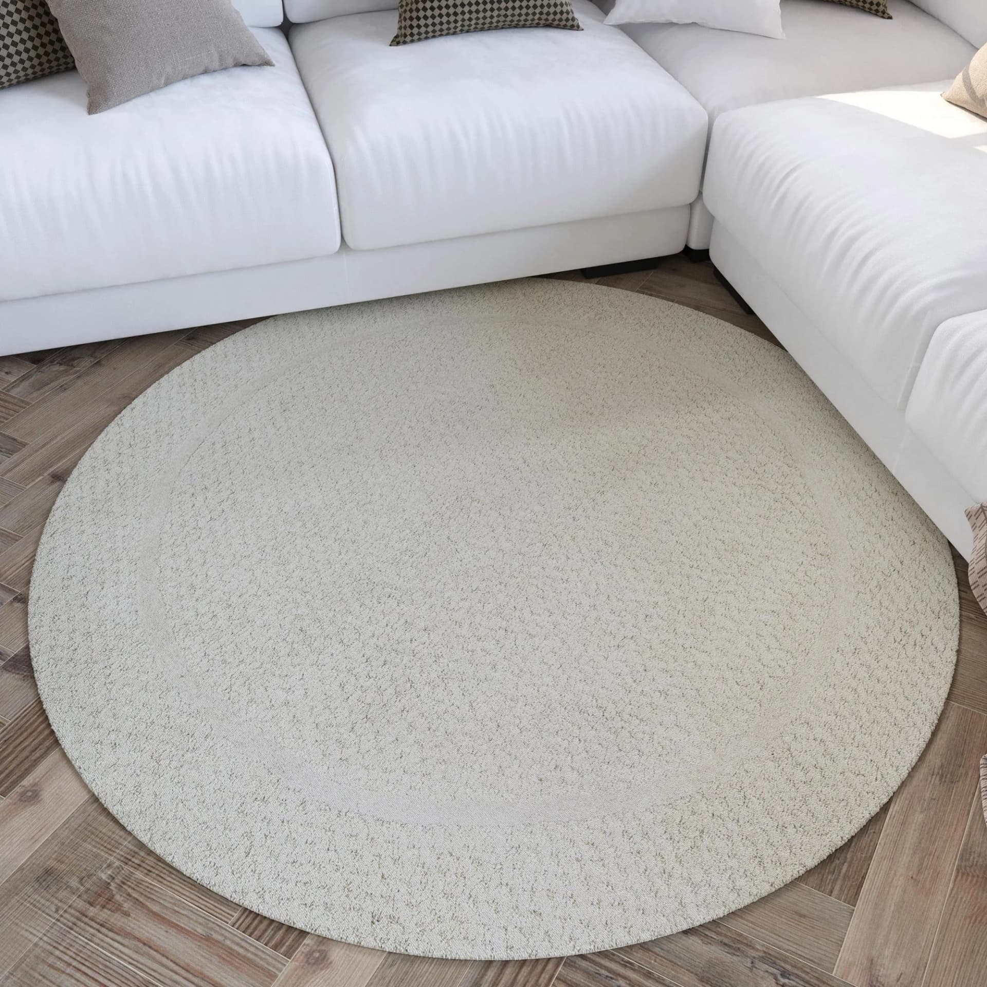 WECON HOME Wollteppich Hamptons THIRTYFIVE Rund Creme Weiß
