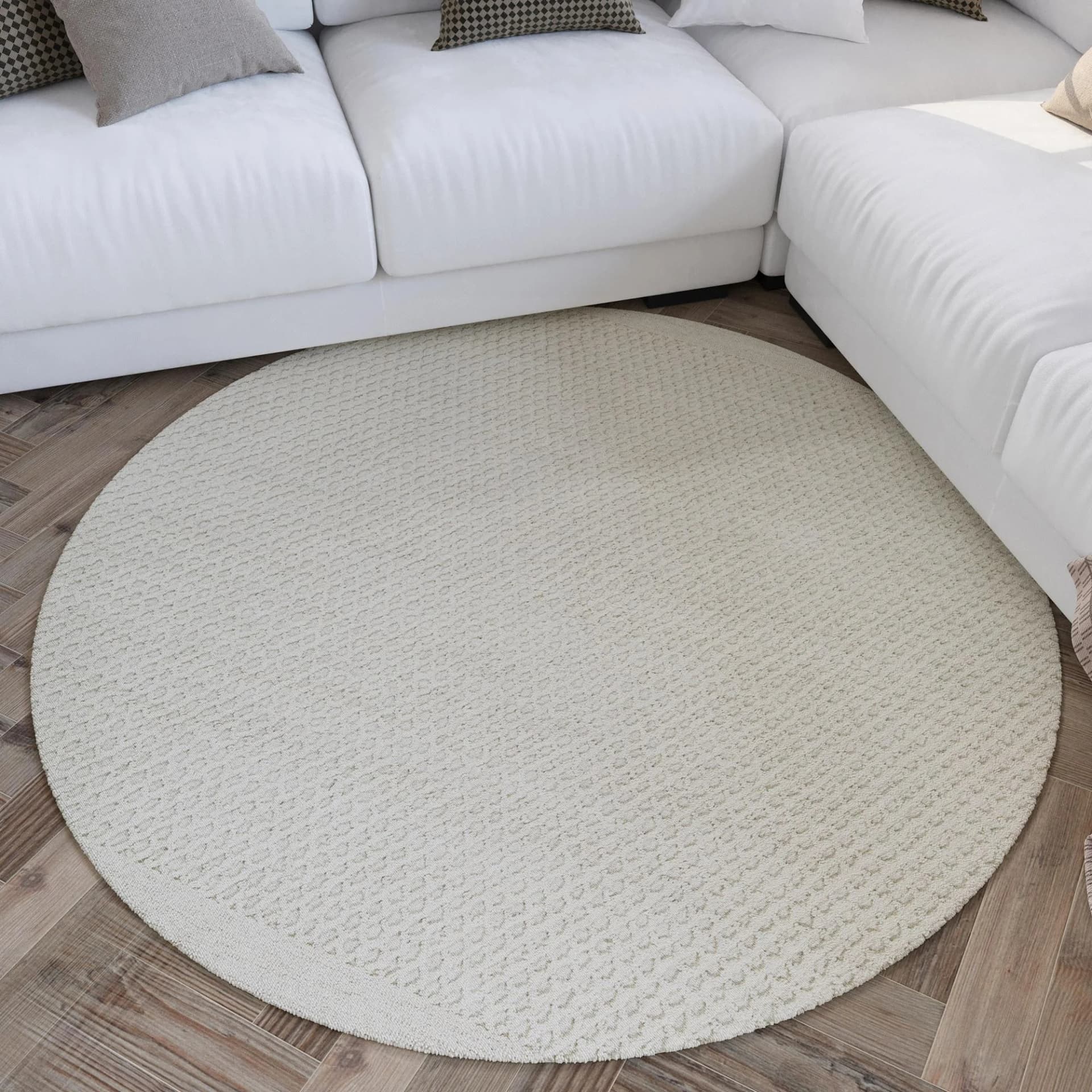 Wollteppich WECON HOME "Hamptons THIRTYEIGHT" Cremeweiß Wabenmuster