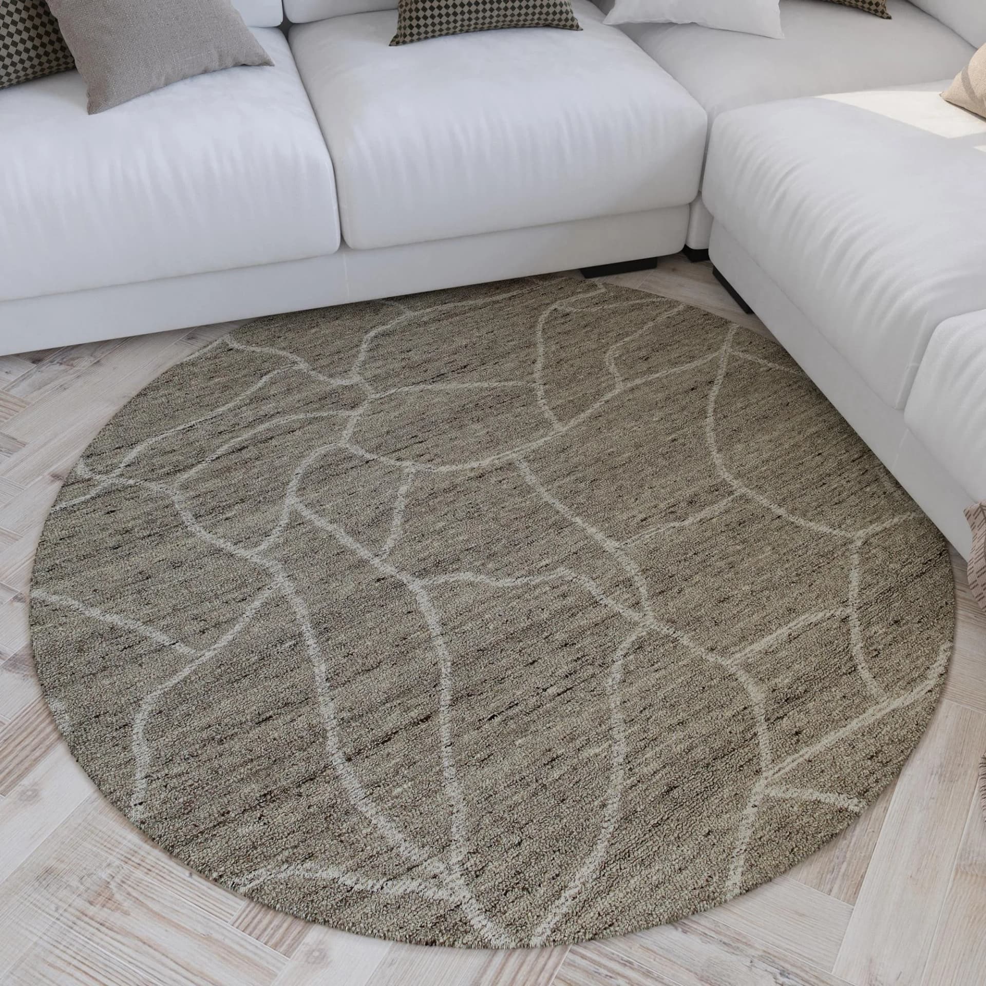 WECON HOME Wollteppich Hamptons FORTYONE Grau Rund