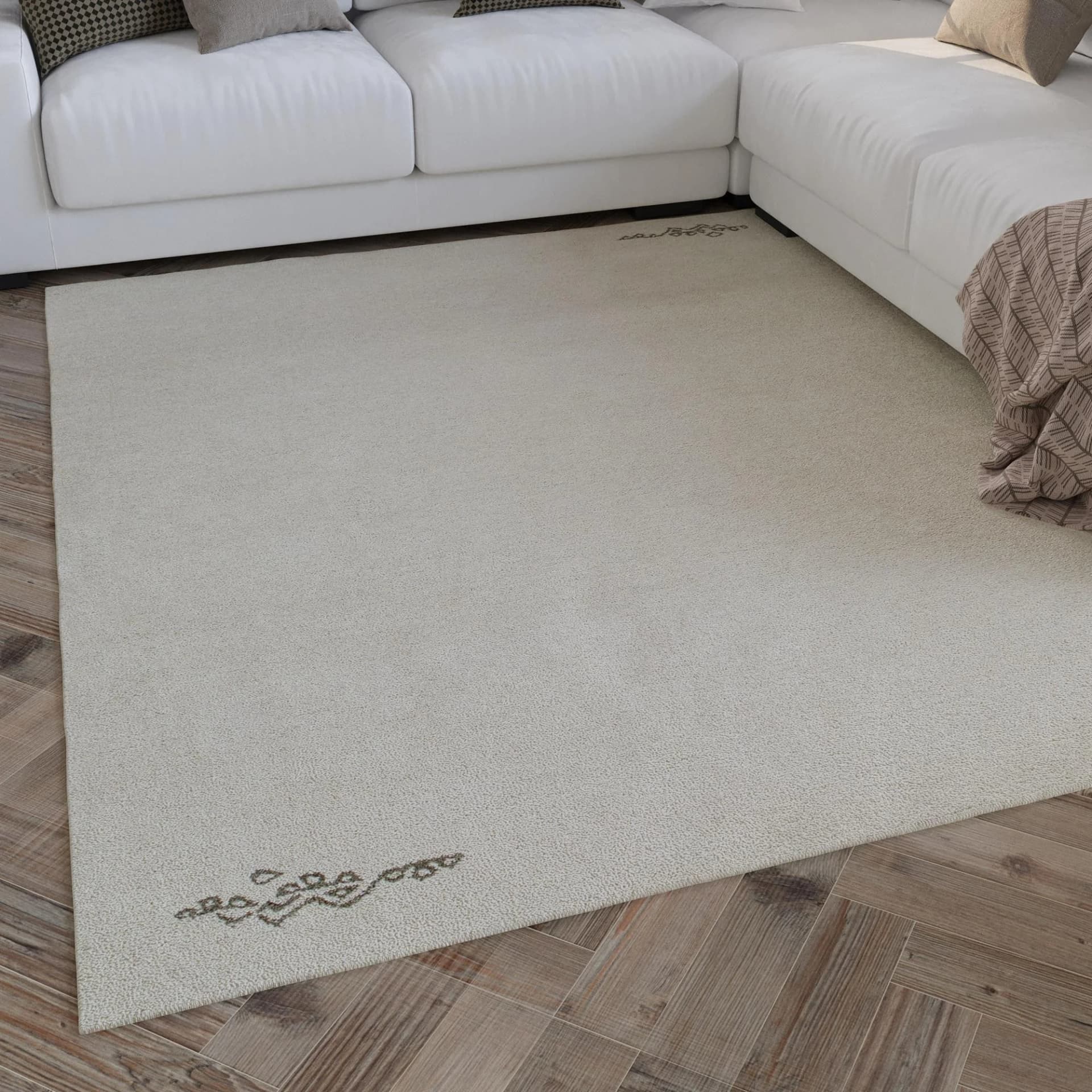 WECON HOME Wollteppich Hamptons FORTYFOUR Beige Creme Weiß