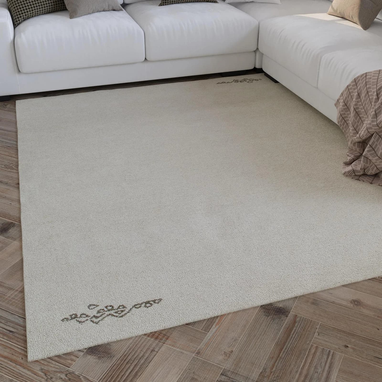 WECON HOME Wollteppich Hamptons FORTYFOUR Beige Creme Weiß