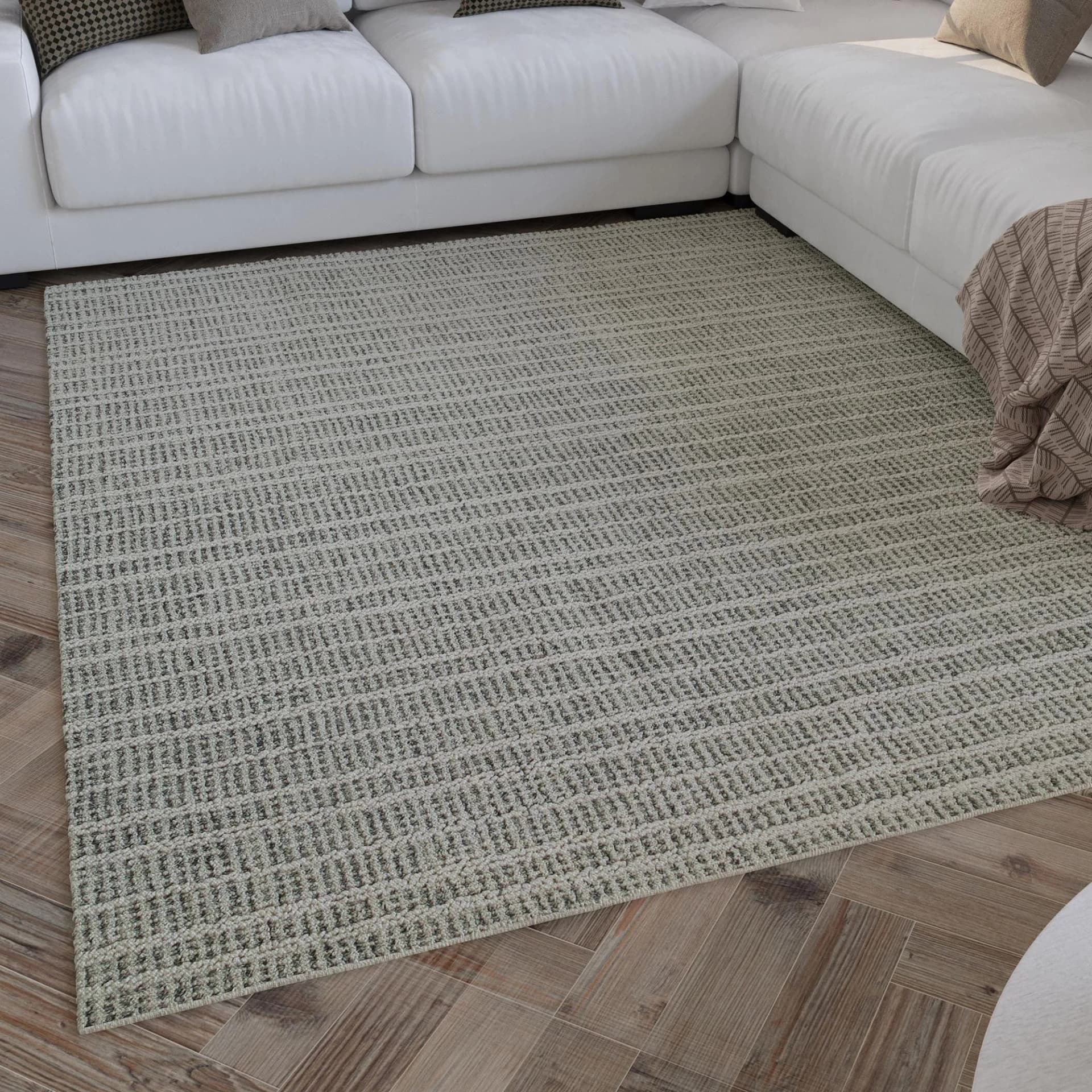 WECON HOME Wollteppich Hamptons FORTYFIVE Grau Gestreift