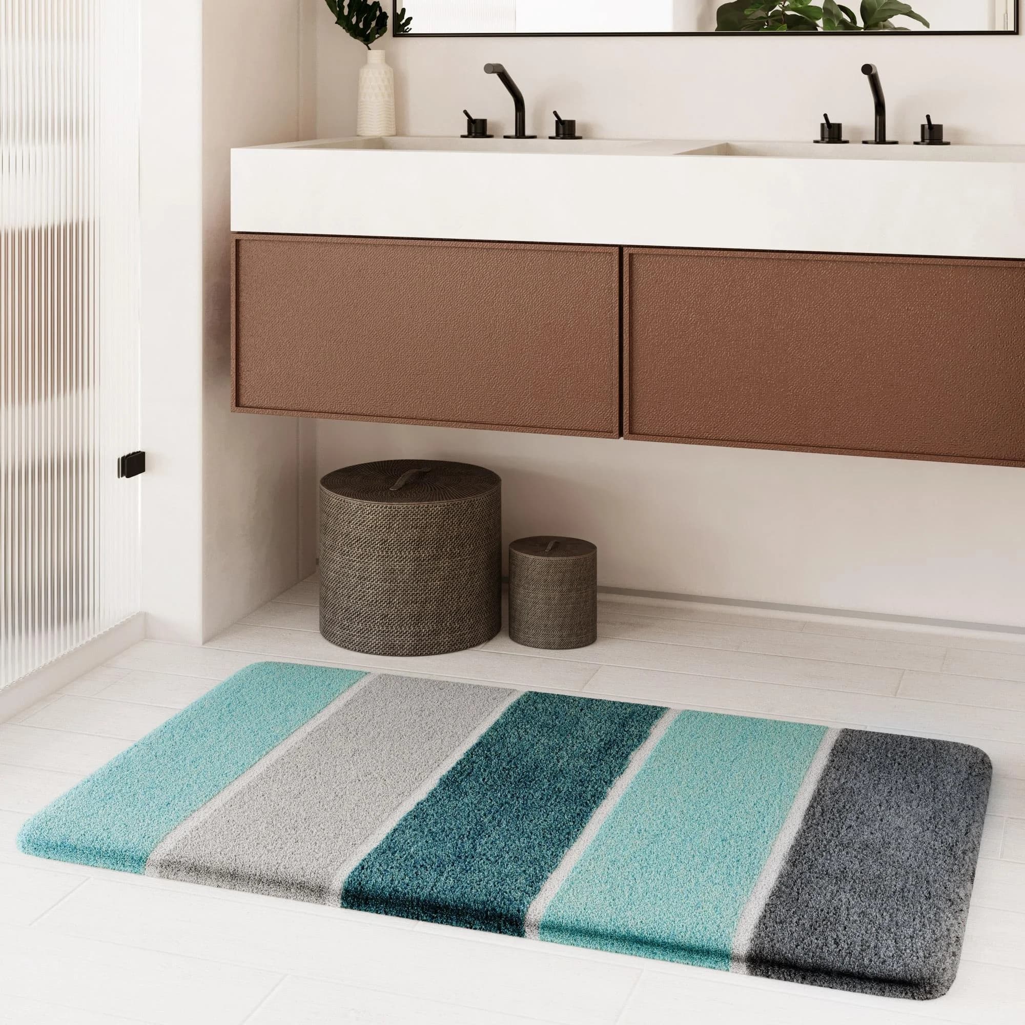 Badematte Rio Marina Türkis-Blau Gestreift
