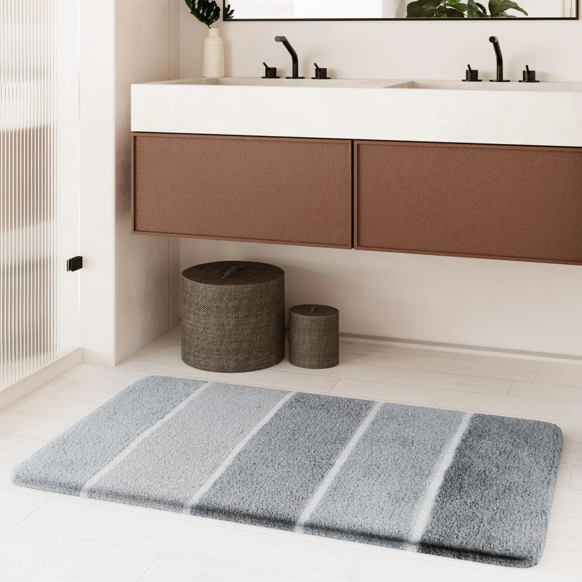 Badematte Rio Marina von Homie Living Grau Gestreift