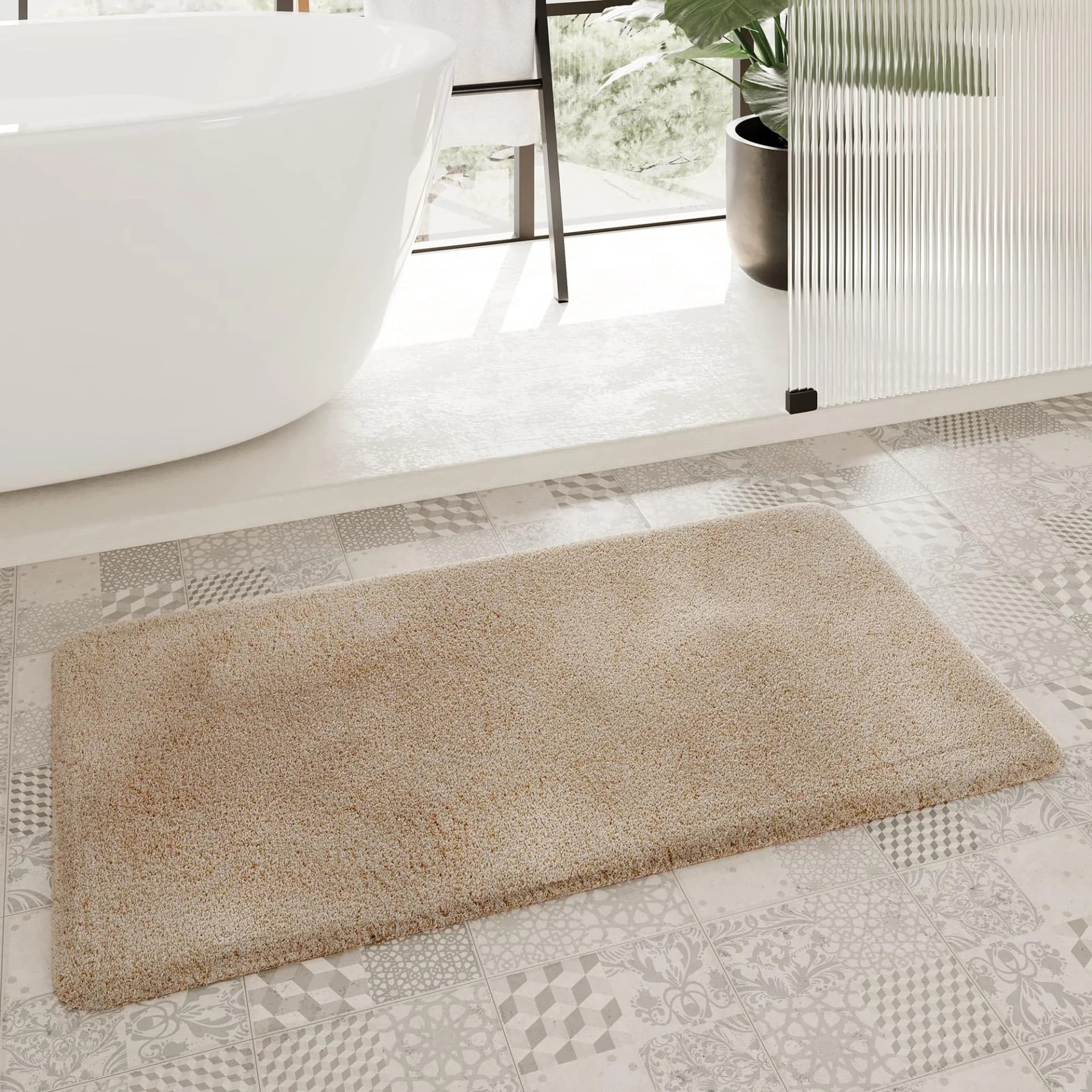 HOMIE LIVING Badematte Porto Azzurro Braun Polyester
