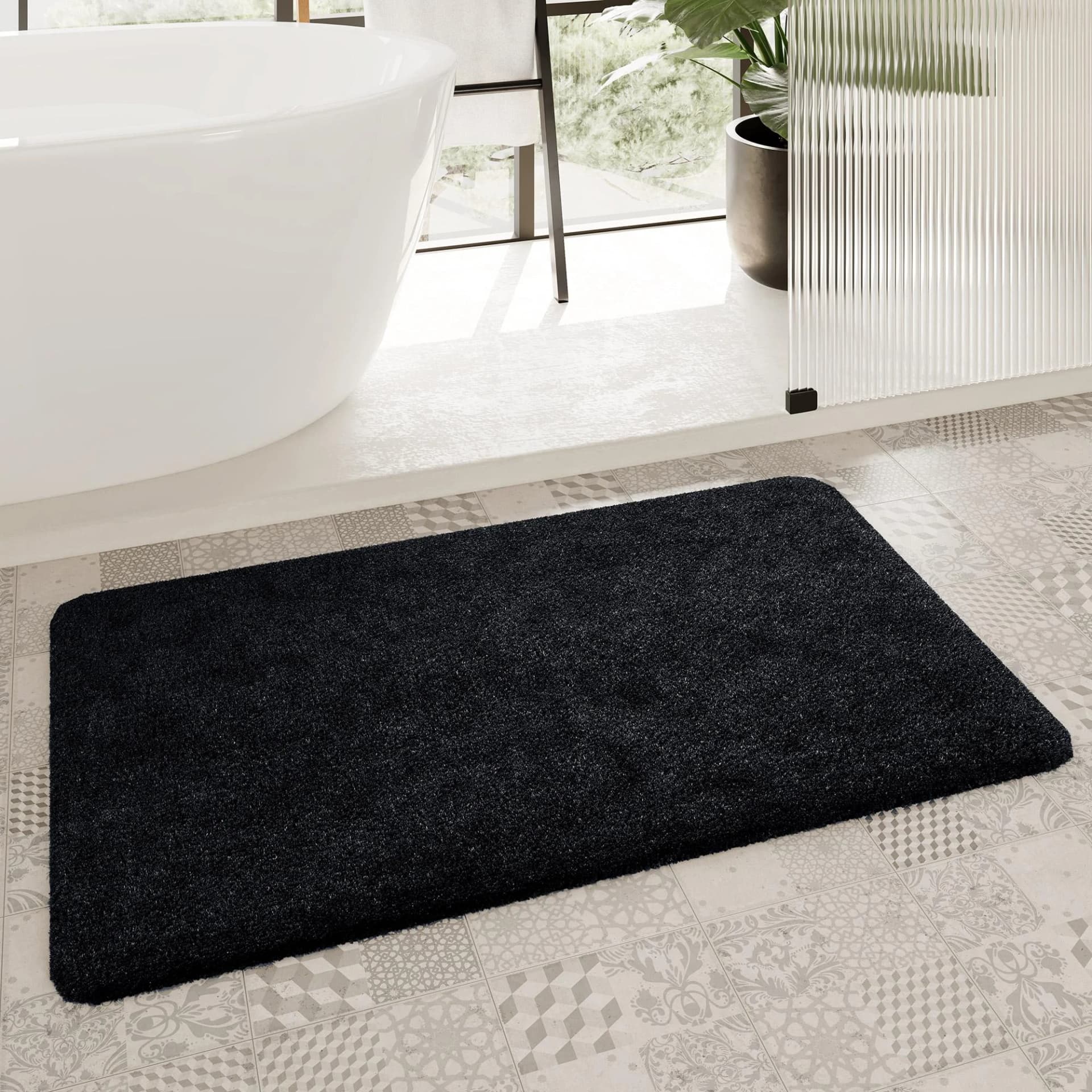 HOMIE LIVING Badematte Porto Azzurro Anthrazit Schwarz Uni