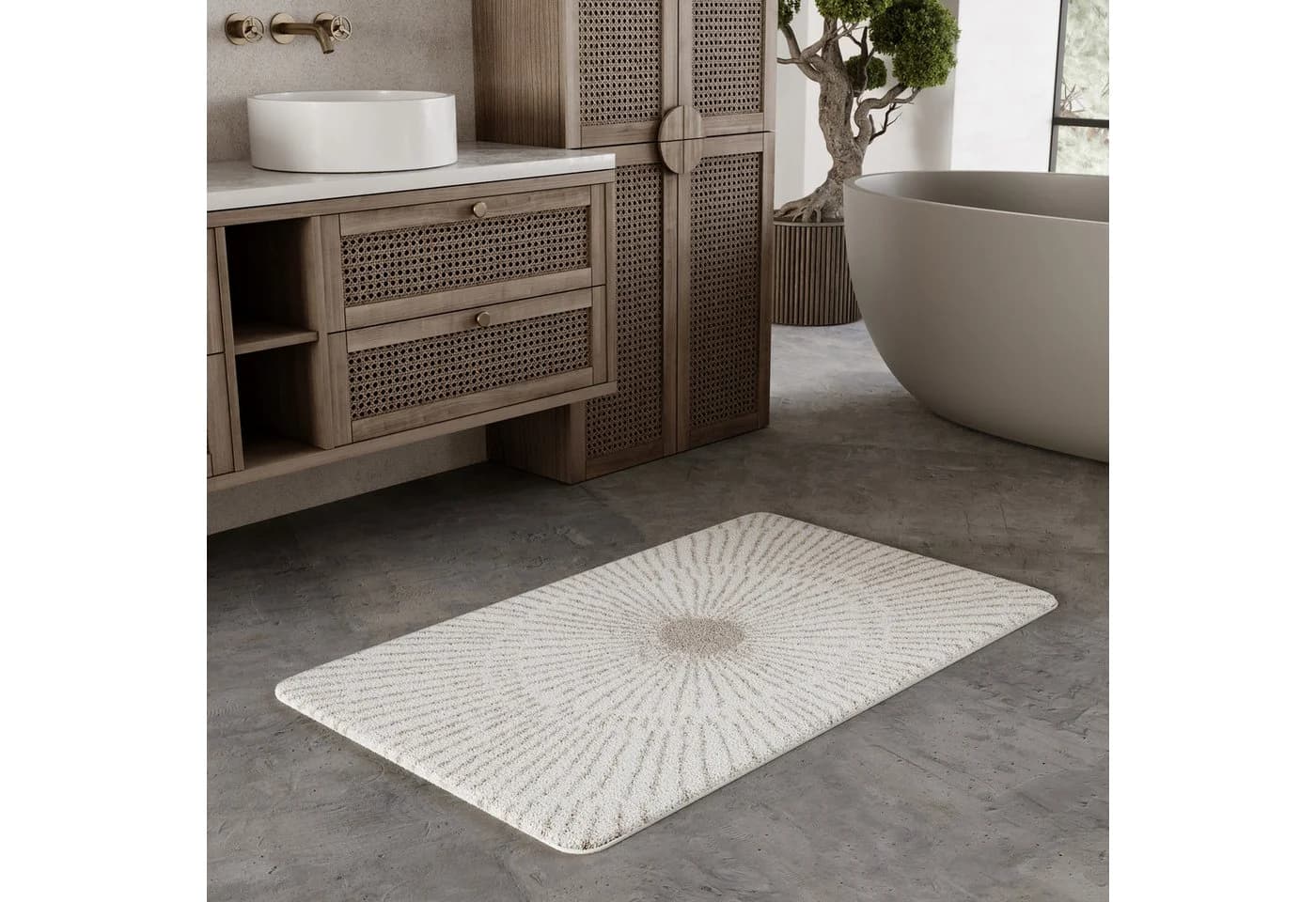 WECON HOME BASICS Jasbeer Badematte Weiß Beige Rutschfest - Bild 2