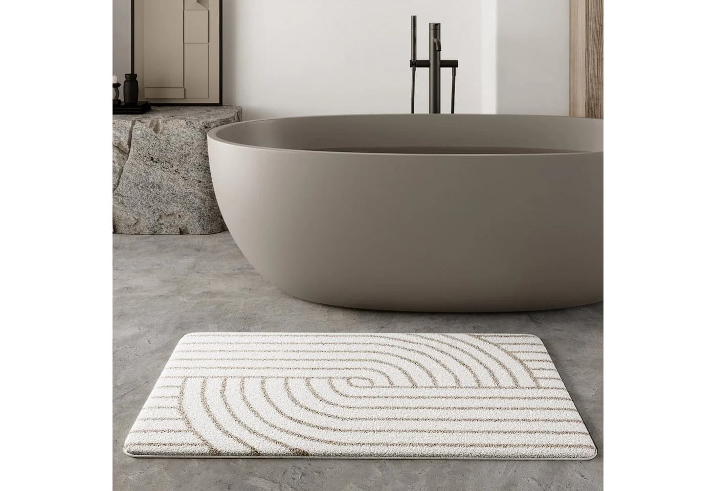 WECON HOME BASICS Badematte Hilda Beige Retro Muster Polyester - Bild 2