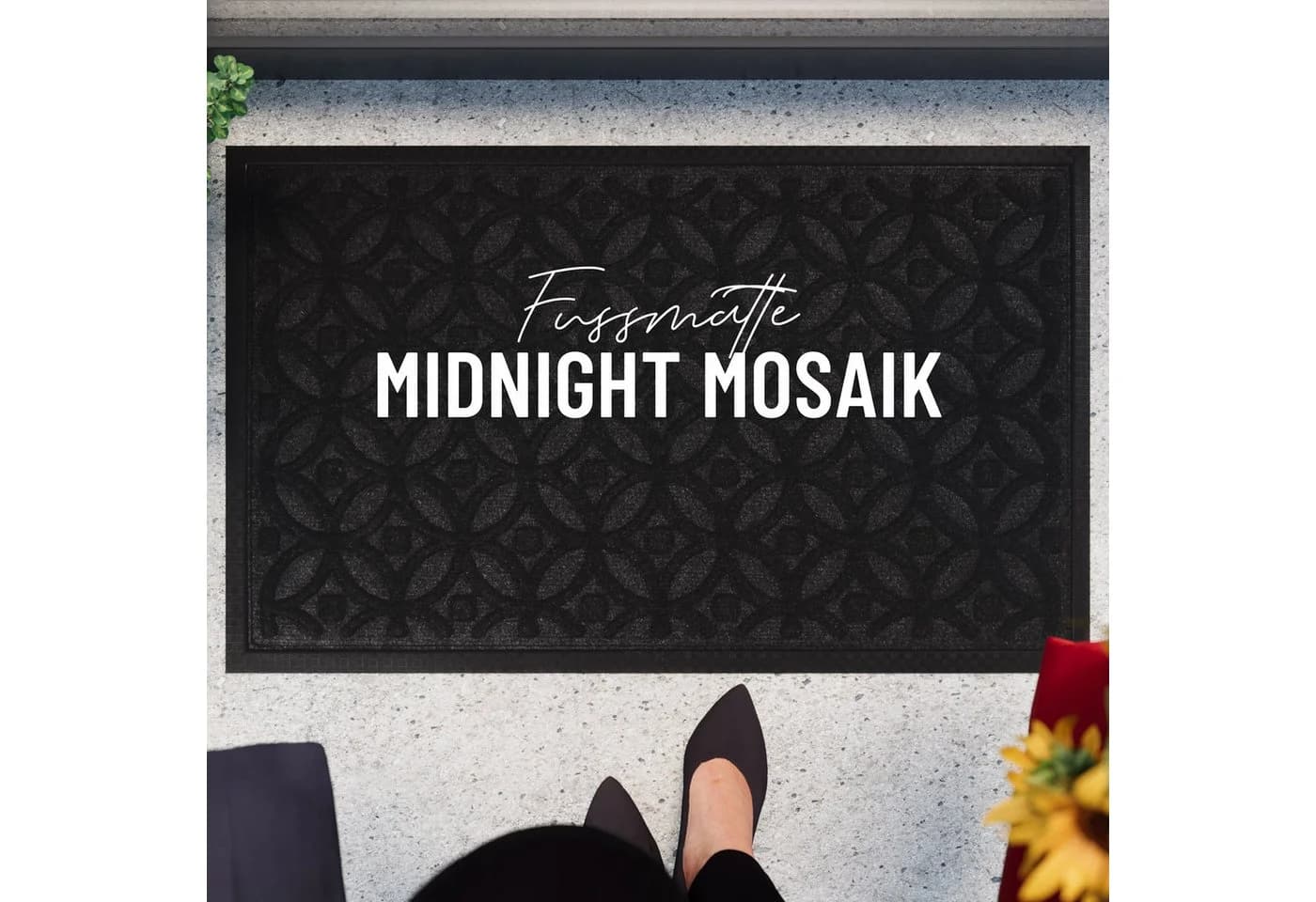 WECON HOME Fußmatte Midnight Mosaic Anthrazit Rutschfest