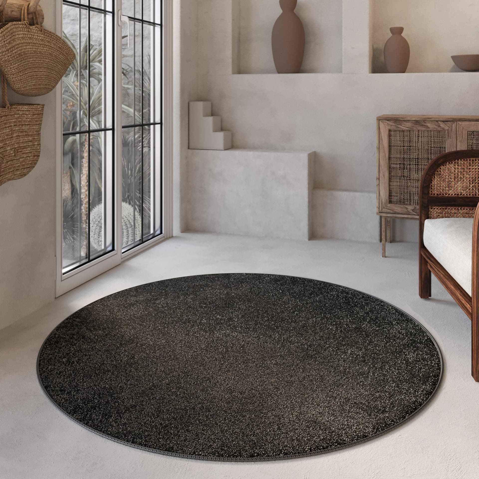 WECON HOME BASICS Nova Hochflor-Teppich Anthrazit Grau