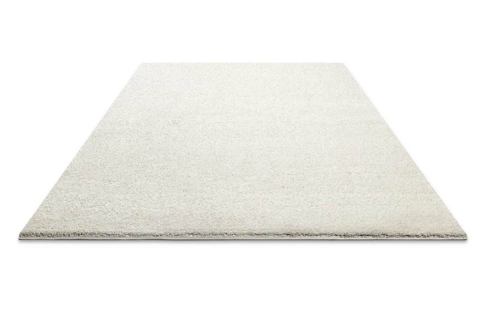 WECON HOME Teppich Manta Hochflor Creme Weiß Uni