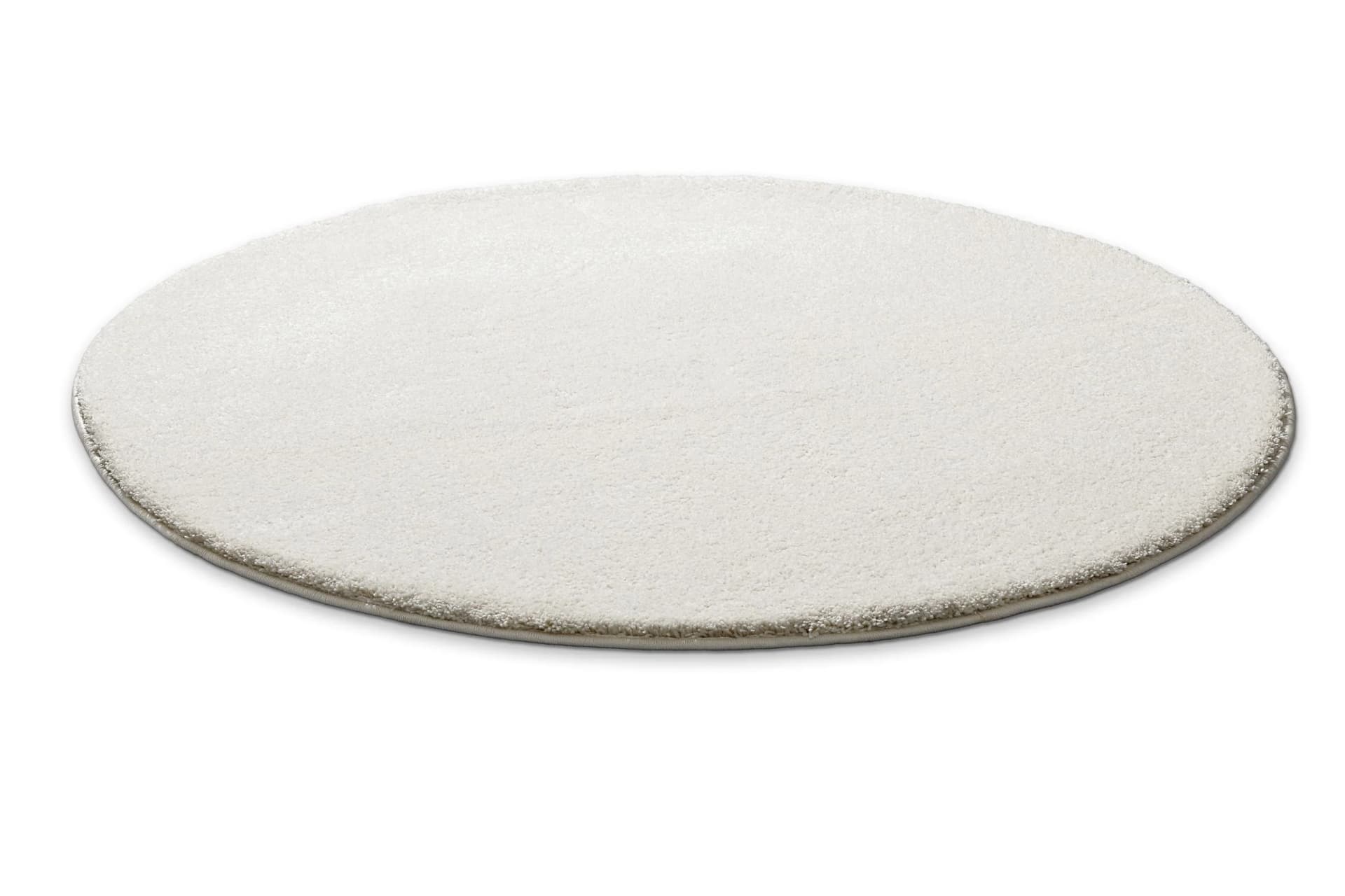 WECON HOME Teppich Manta Rund Beige Creme Weiß Hochflor Polyester