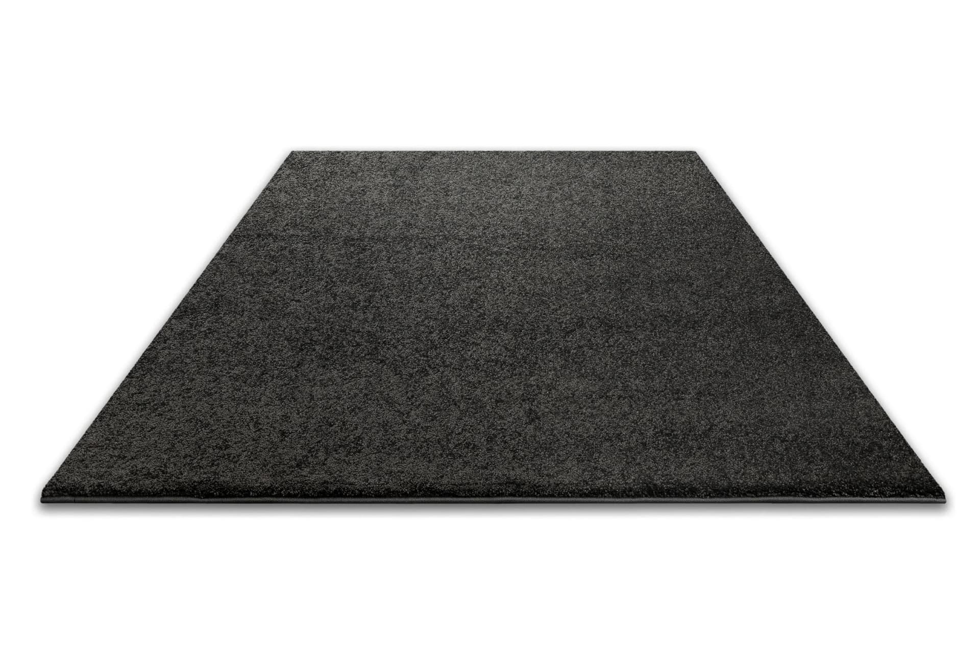 WECON HOME Teppich Manta Anthrazit Hochflor Uni Polyester