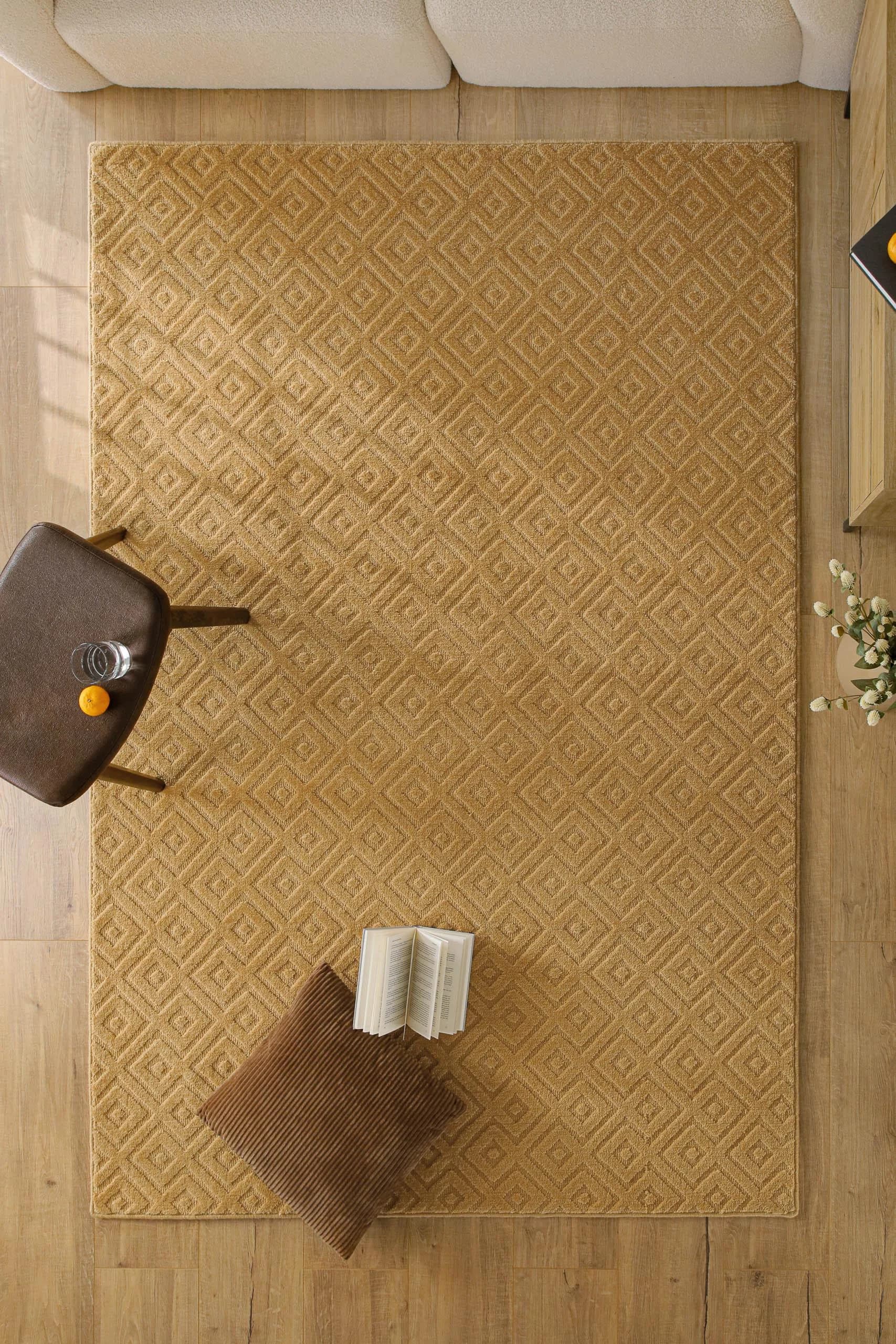 Wecon Home Teppich Castello Two Karamell Rautenmuster