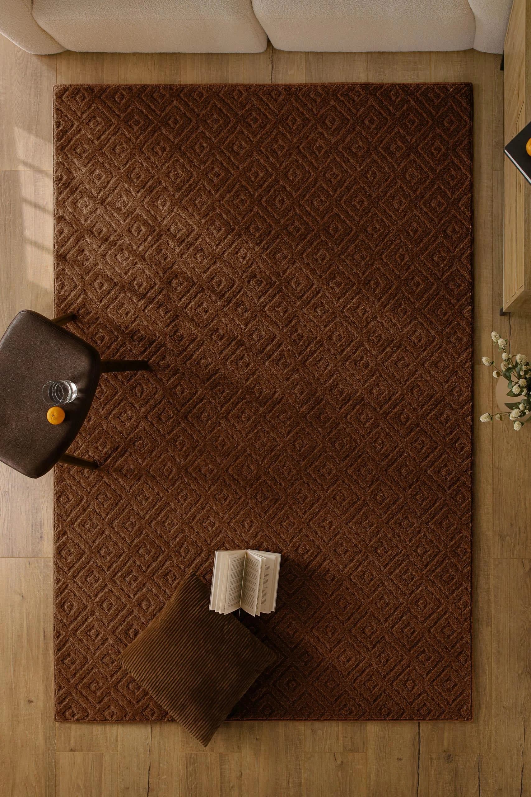Teppich WECON HOME Castello Two Braun Rautenmuster