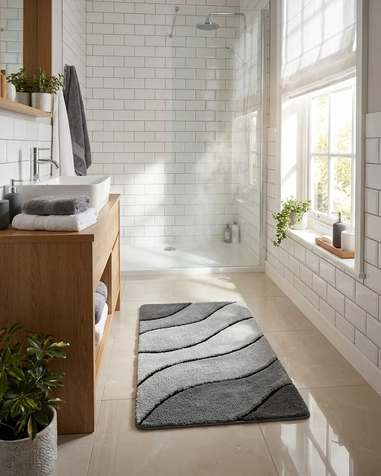 HOMIE LIVING Badematte Monte Cavo Grau Multi 80x150 cm