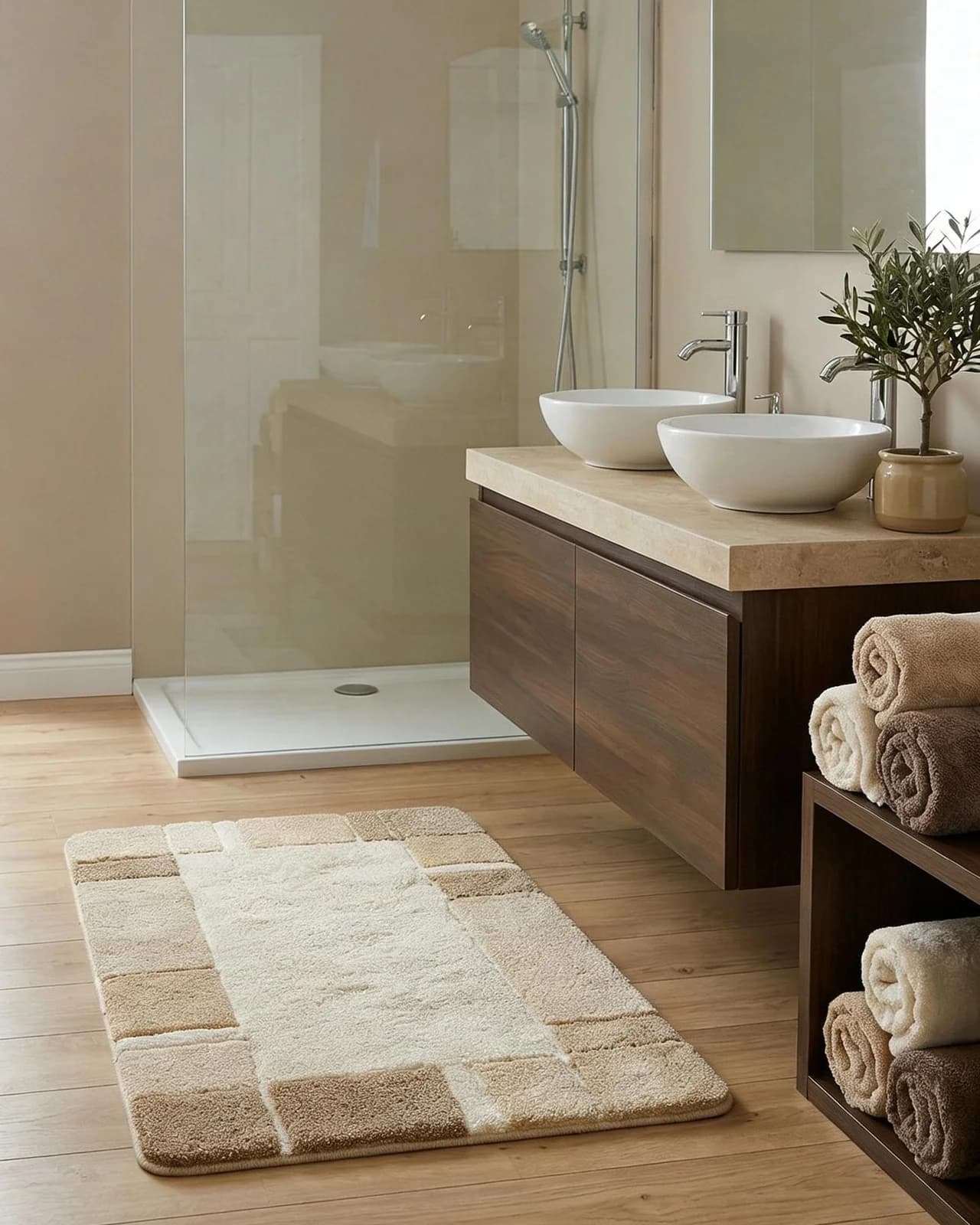 HOMIE LIVING Badematte Villa Elba Beige 80x150 cm