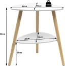 EUGAD Beistelltisch Weiß/Grau mit 2 Ablagen und Holzbeinen Bild 3