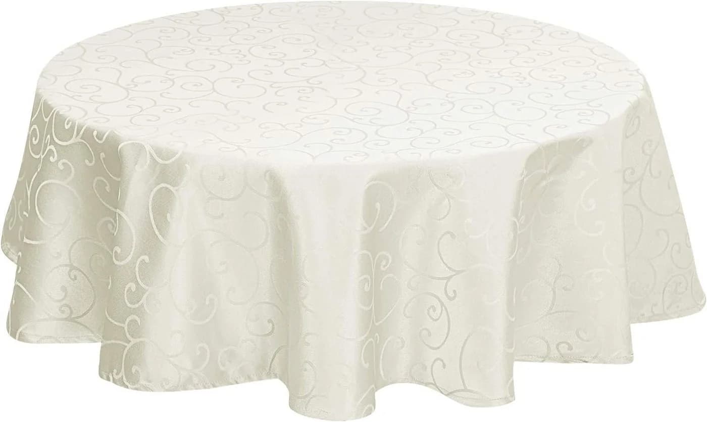 EUGAD Tischdecke Damast Ornamente Creme Bügelfrei Abwaschbar - Bild 2
