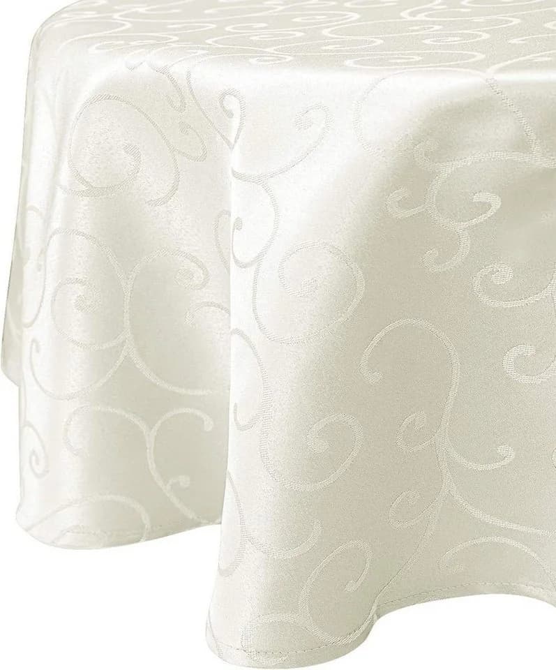 EUGAD Tischdecke Damast Ornamente Creme Bügelfrei Abwaschbar - Bild 3