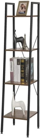 EUGAD Bücherregal 4 Ebenen Metall MDF Schwarz-Eiche hell Bild 2