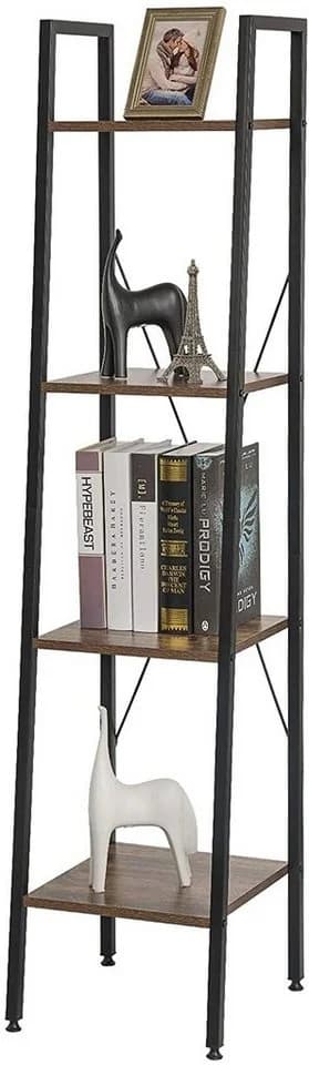 EUGAD Bücherregal 4 Ebenen Metall MDF Schwarz-Eiche hell - Bild 2