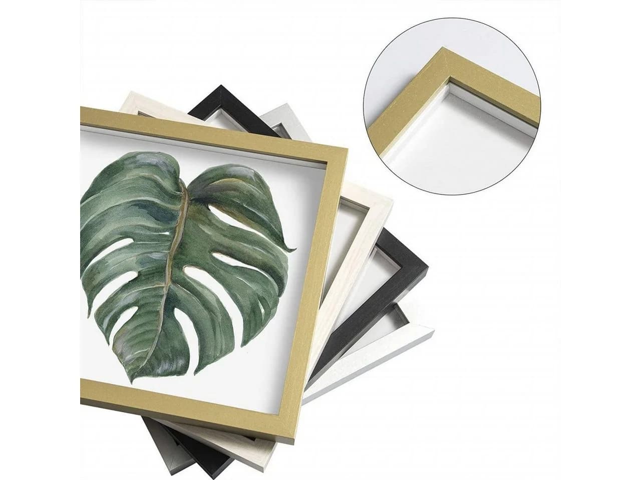 EUGAD Bilderrahmen 5er Set Weiß MDF Glas Passepartout - Bild 5
