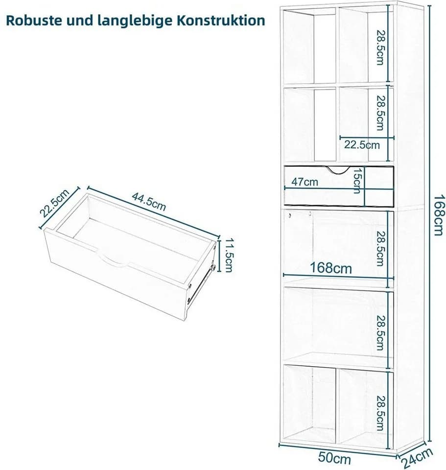 EUGAD Bücherregal Weiß Skandinavisch mit Schublade - Bild 3