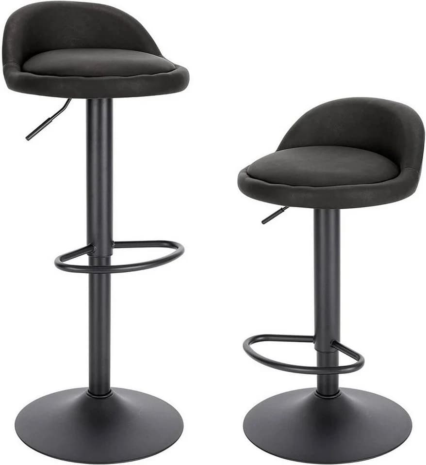EUGAD Barhocker 2er Set Anthrazit höhenverstellbar Kunstleder Metall - Bild 2
