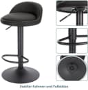 EUGAD Barhocker 2er Set Anthrazit höhenverstellbar Kunstleder Metall Bild 4