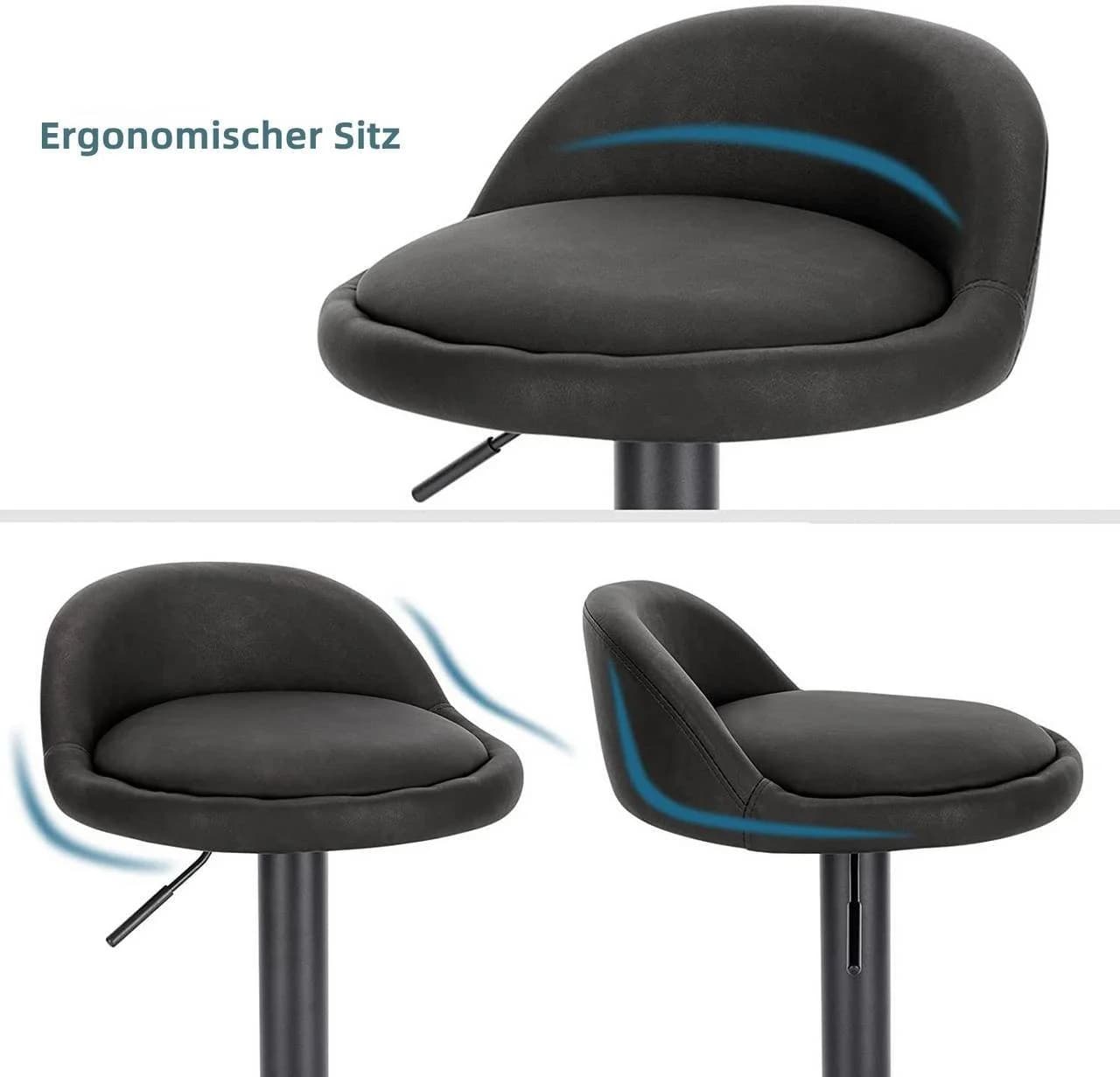 EUGAD Barhocker 2er Set Anthrazit höhenverstellbar Kunstleder Metall - Bild 5
