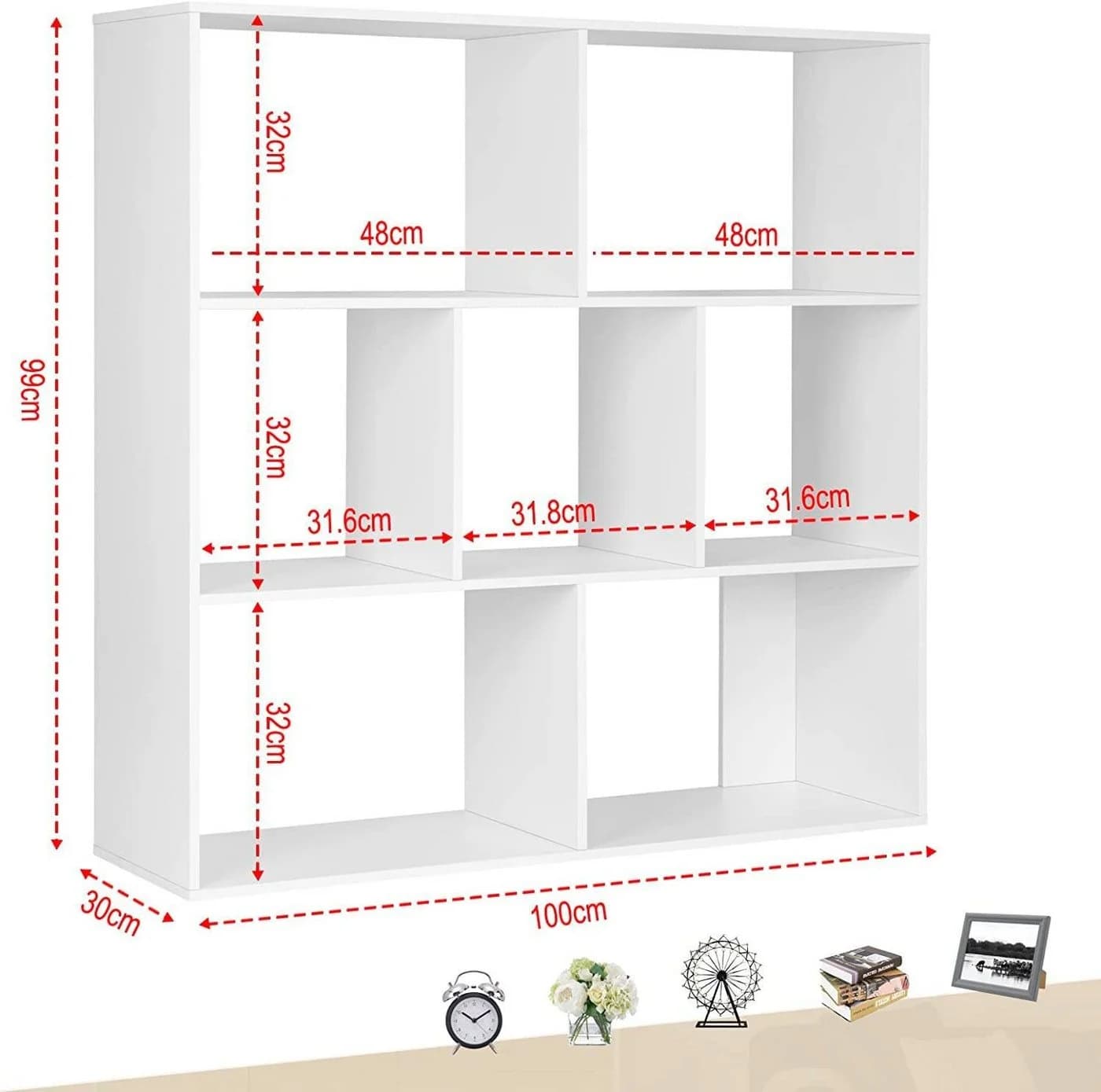 EUGAD Bücherregal 7 Fächer Weiß Modern - Bild 3