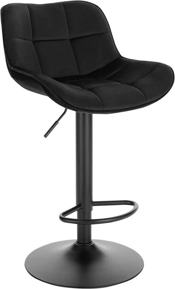 EUGAD Barhocker Samtbezug höhenverstellbar 360° drehbar Metall Schwarz - Bild 2