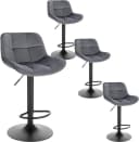 EUGAD Barhocker 4er Set Samt Metall verstellbar grau/schwarz/beige Bild 2