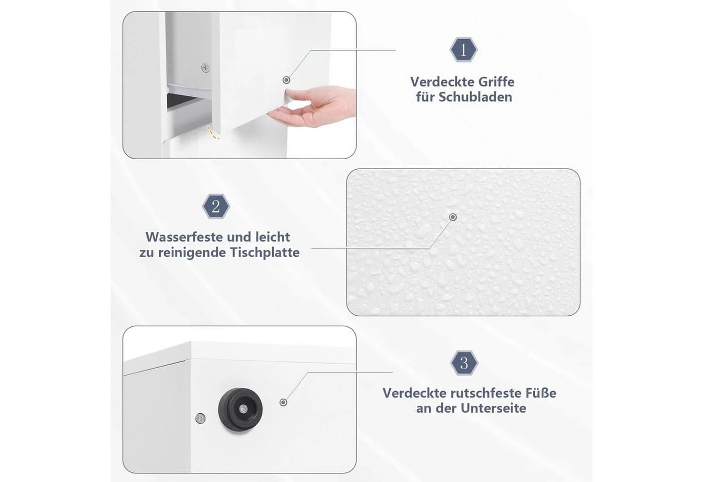 EUGAD Nachttisch Weiß Hochglanz 2 Schubladen Modern - Bild 5