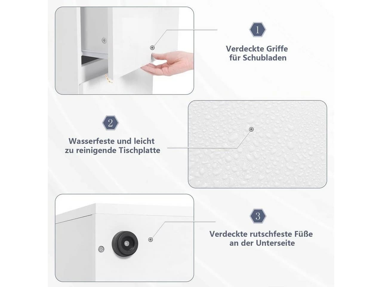EUGAD Nachttisch 2-tlg. Weiß Hochglanz mit Schubladen - Bild 5