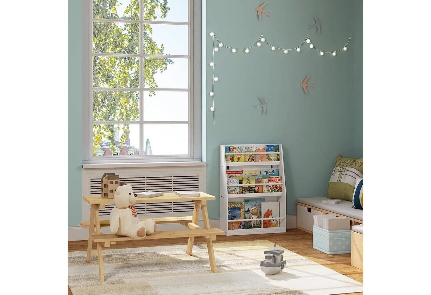 EUGAD Kinderregal Weiß 3 Fächer MDF Kiefernholz - Bild 4
